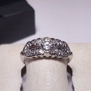 Vintage Art Deco .40ctw Natural Dia SI3 GH 14Kt WG Solitaire/accent S4.75Rg22782